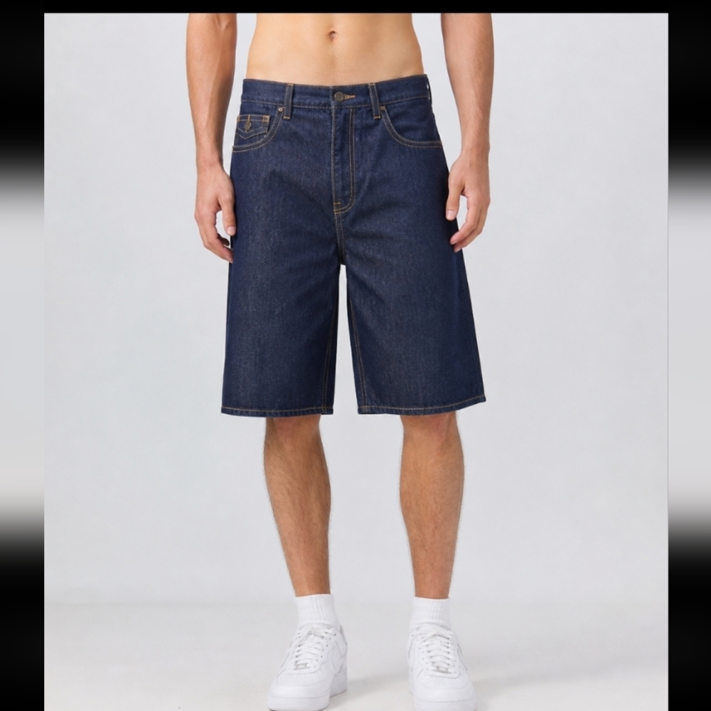 VIBES PREMIUM Denim Jean Shorts w Flap Button Back Pockets 38